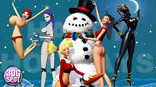 3DGSPOT - XXXmas Bitch Dancers Shake Their Big Tits! 3D ANIMATION!